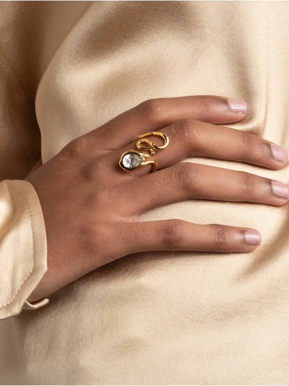 NEW Alexis Bittar Asterales Floating Vine Ring Size 7 Gold Clear JN18 AU